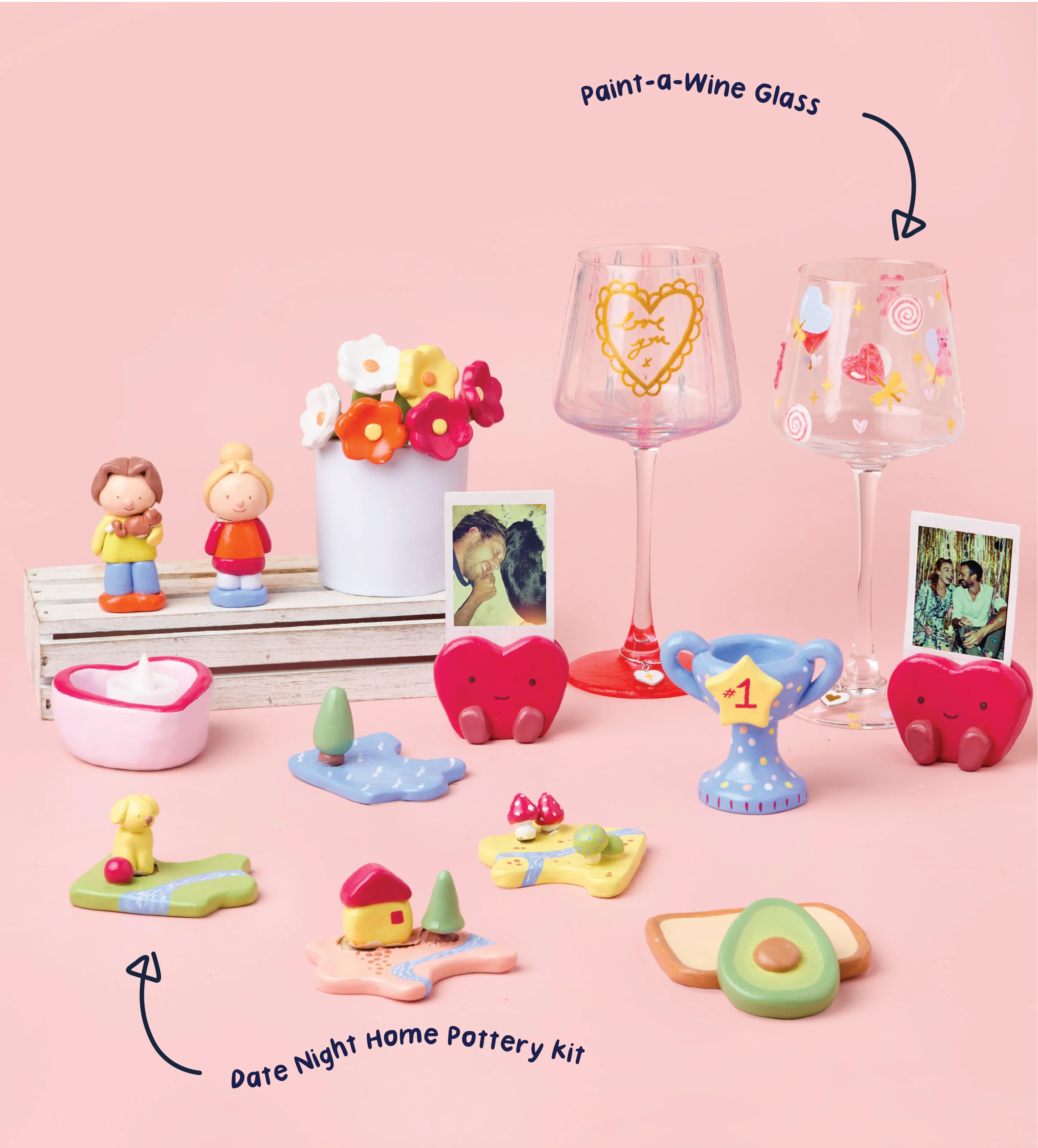 DIY Date Night: Wine Glass & Pottery Kit Bundle - Image 2
